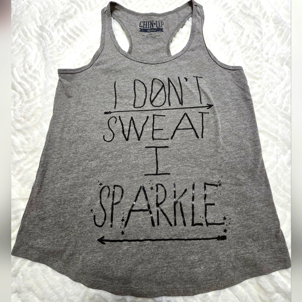 CHIN-UP Racerback Work Out Tank Top. Grey. Size M